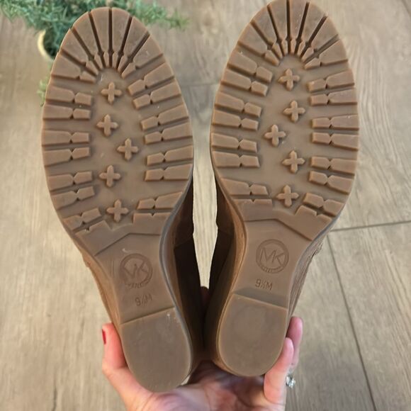 MICHAEL KORS THEA GENUINE SUEDE WEDGE ANKLE BOOTIES CHESTNUT BROWN SIZE 9.5 - Picture 8 of 9